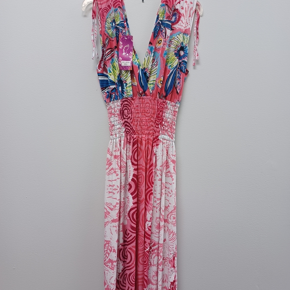 Maxi dress colorful floral print XXL